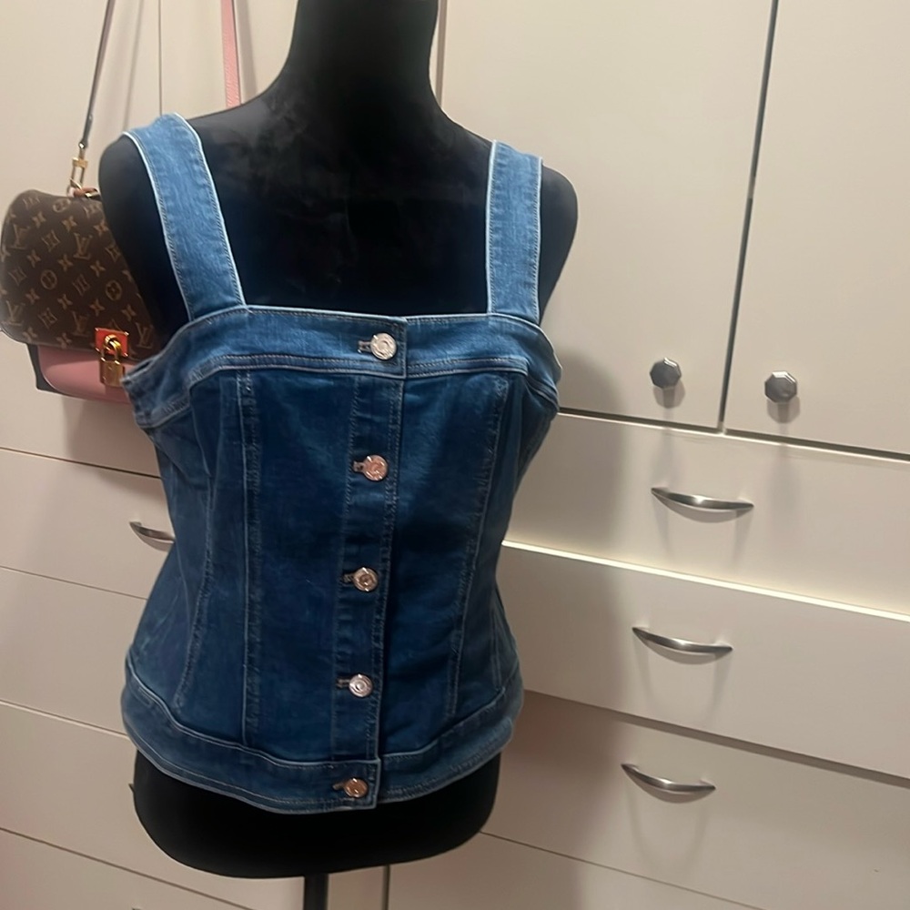 White House black market denim top